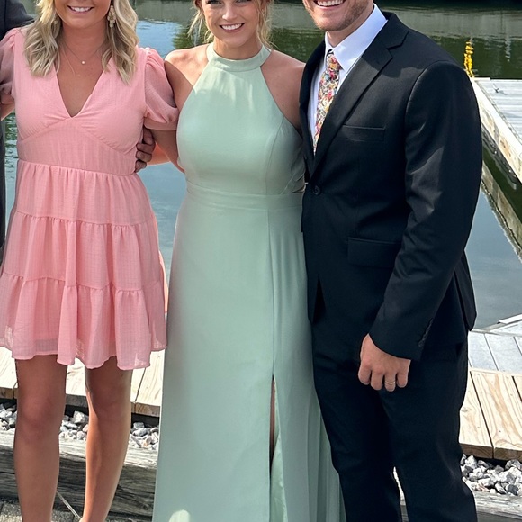 Azazie Clarice bridesmaid A-Line High Neck Chiffon Floor-Length Dress - Picture 4 of 10